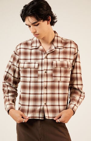 Washed Cropped Camp Flannel Shirt image number 5