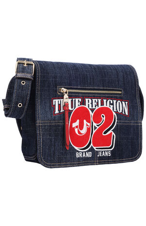 Varsity Logo Dark Denim Messenger Bag image number 2