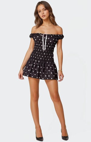 Jonie Scrunch Polka Dot Mini Dress image number 1