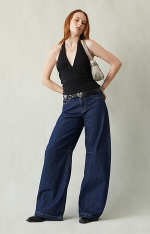 Remi Baggy Barrel Jeans Knee Dart Dark Blue