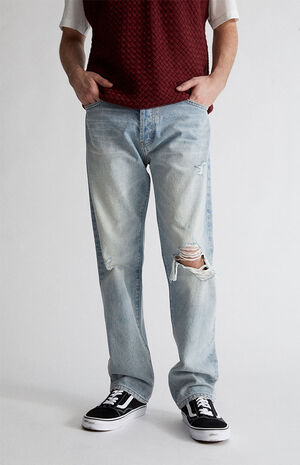 Light Indigo Washed Straight Jeans image number 1