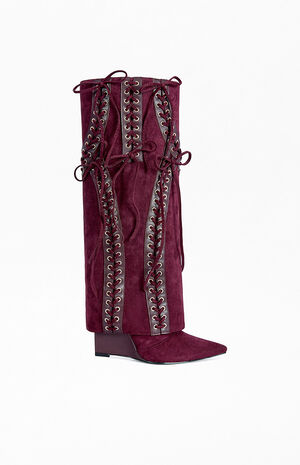 Women's Mantegna Plum Wedge Boots image number 1