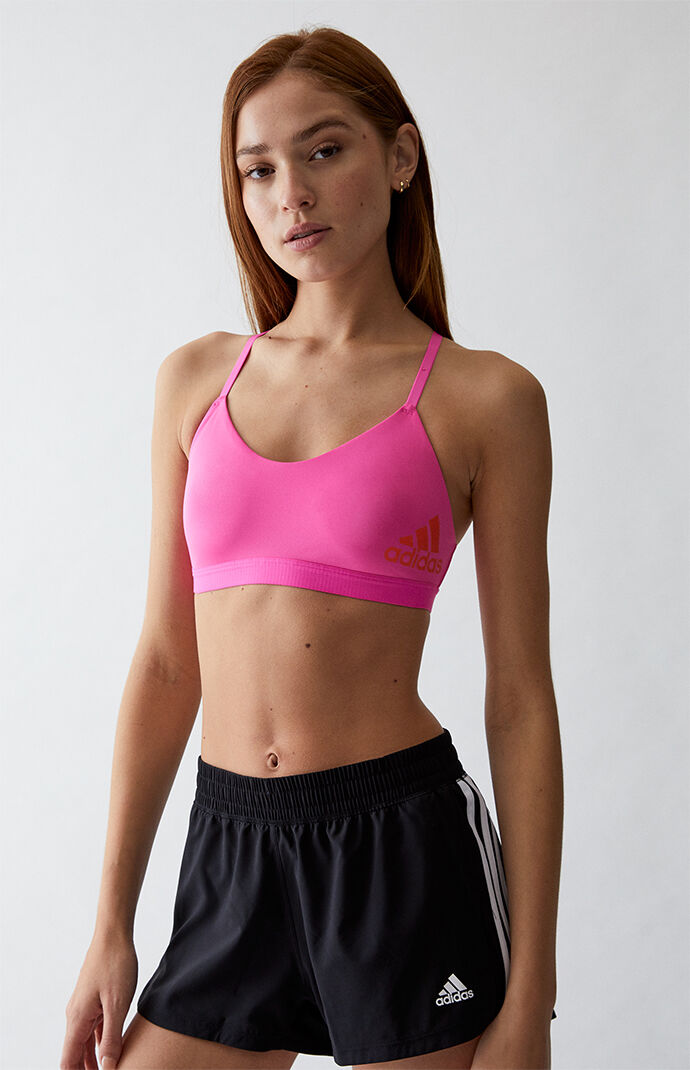 Adidas pink sports bra sales