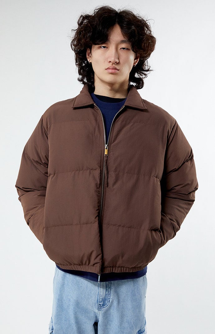 PacSun Brown Collared Puffer Jacket PacSun