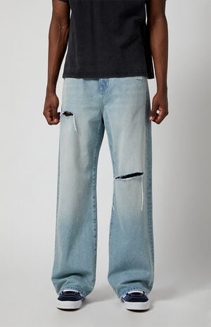 Blake Extreme Baggy Jeans Ripped Light Indigo image number 1