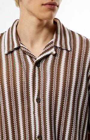 Brown Striped Whirl Weave Camp Shirt image number 2