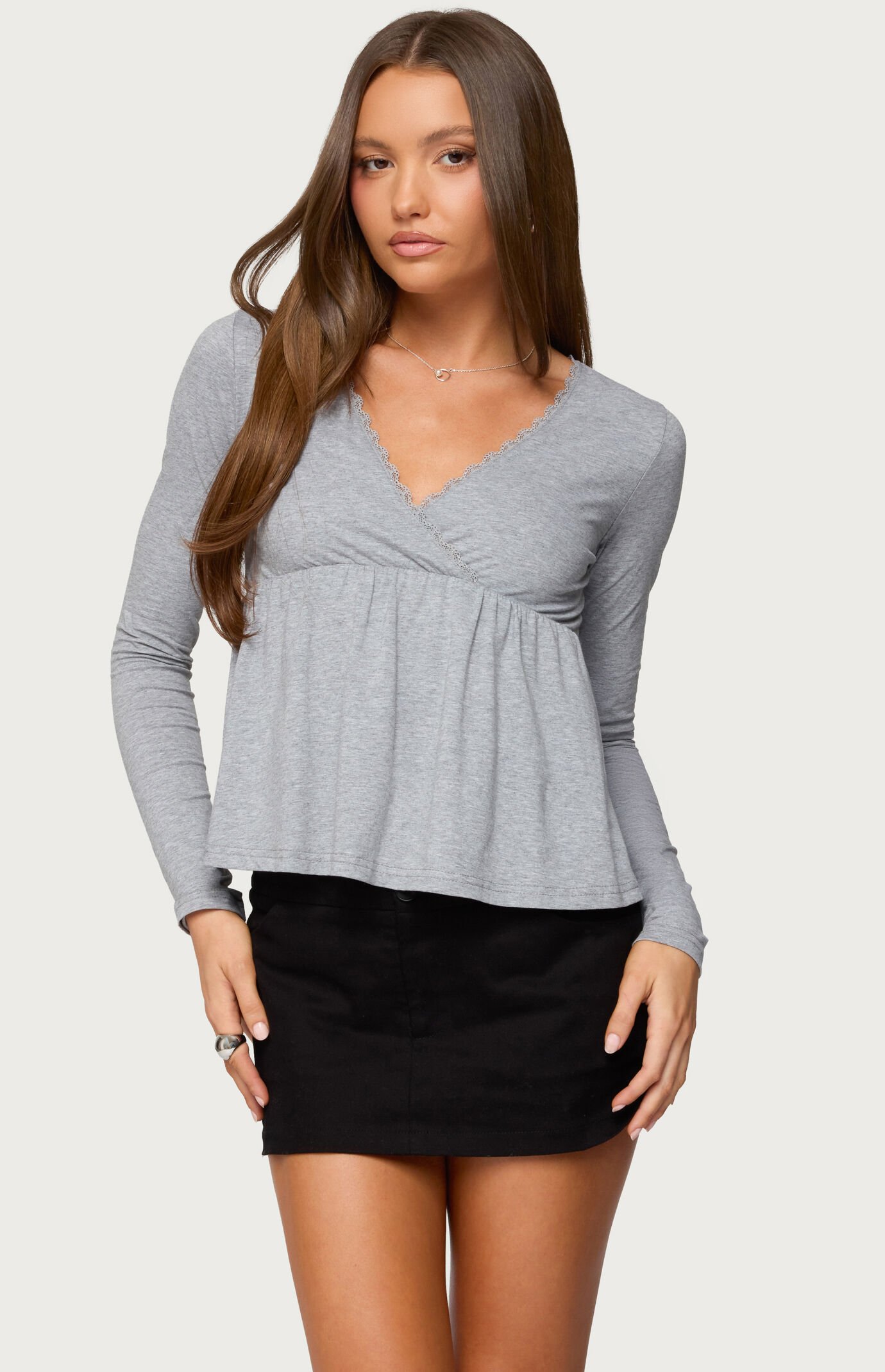 Edikted Kenzie Long Sleeve Babydoll Top