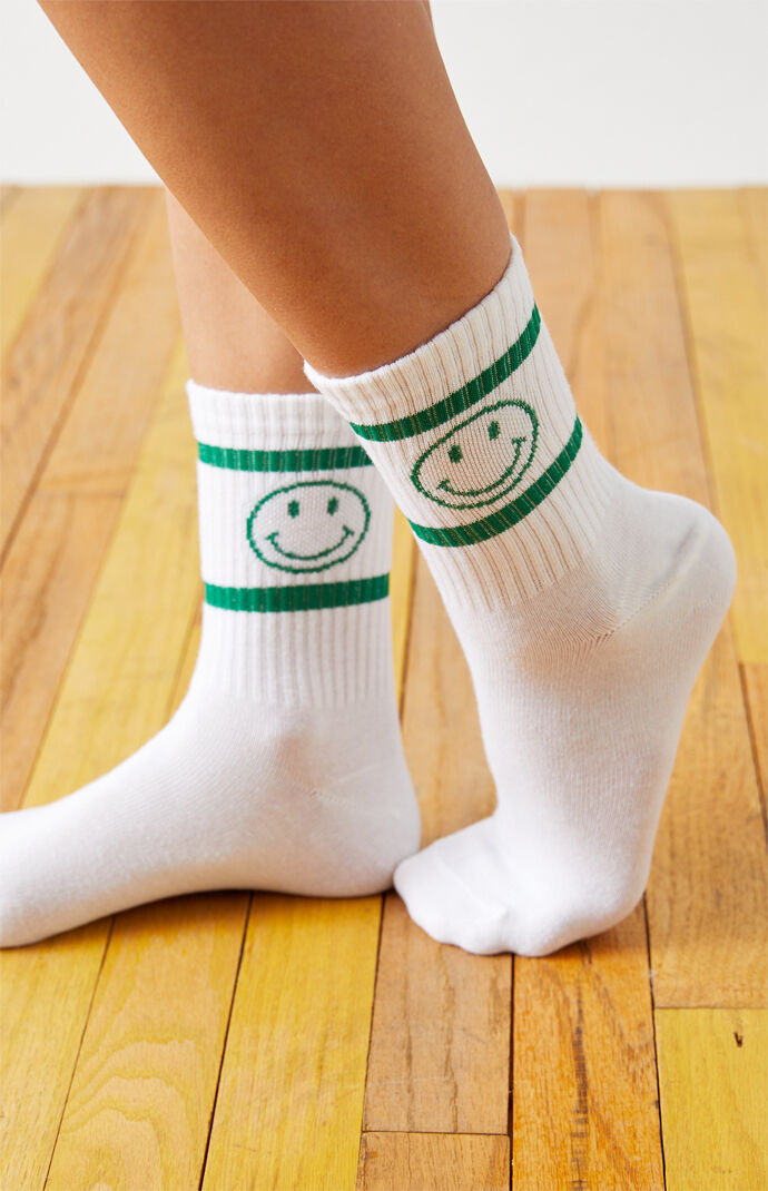 Sporty Smiley Crew Socks