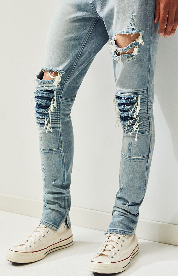 pacsun light ripped stacked skinny jeans