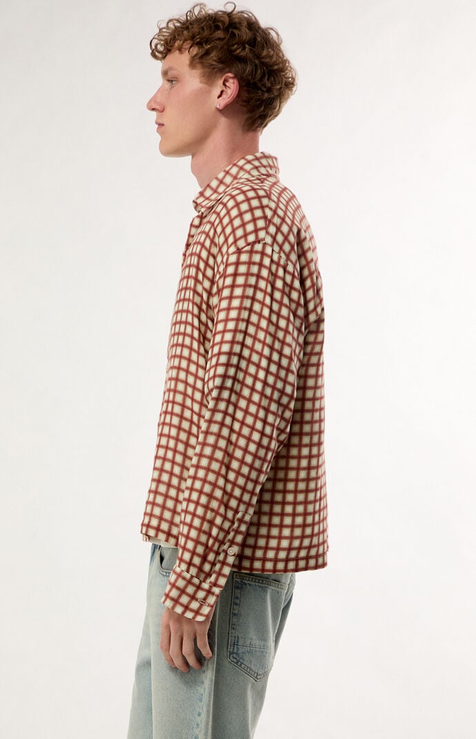 Pacsun Red Leonie Checker Long Sleeve Button Down Shirt