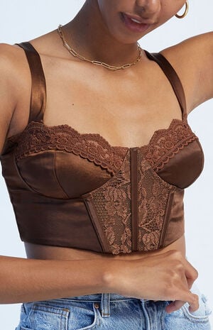 Cropped Lace Corset Top image number 3