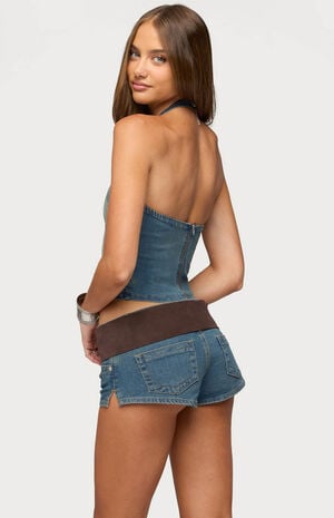 Cecie Denim Halter Top image number 3
