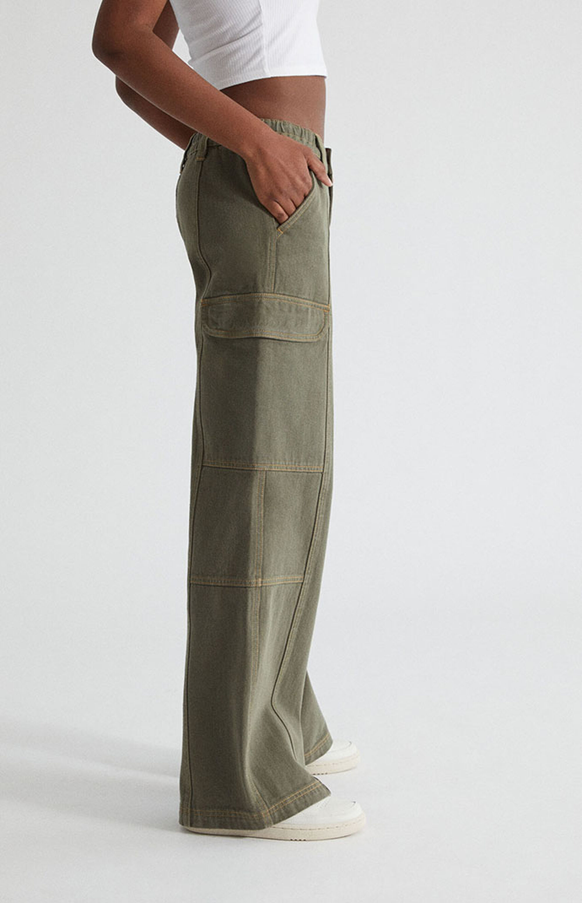 PacSun Olive Low Rise Puddle Cargo Pants PacSun