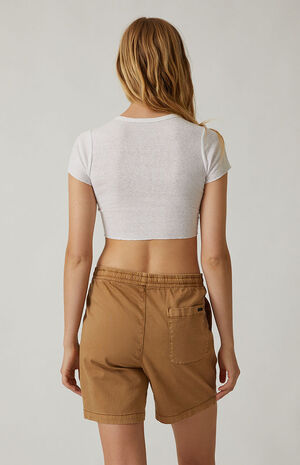 Khaki Twill Volley Shorts image number 3