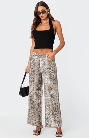 Snakeskin Printed Low Rise Jeans image number 1