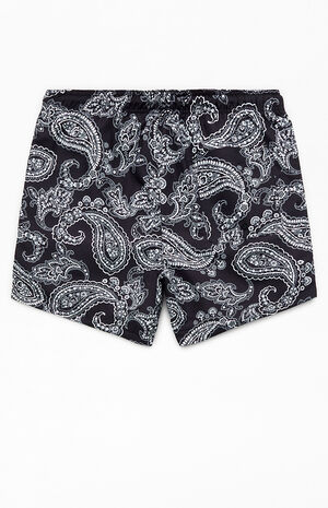 Black Paisley AOP 4.5" Swim Trunks image number 2