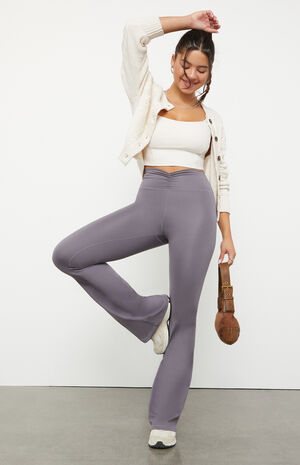 PAC WHISPER Active Charcoal Cinched Front Flare Yoga Pants image number 1