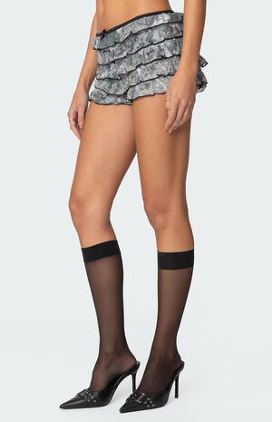 Camo Ruffled Mesh Shorts image number 3