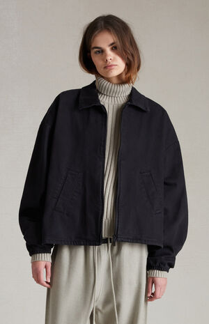 Women's Overdye Black Denim Shell Bomber Jacket image number 1