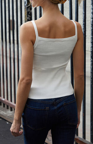 White Tie Waist Sweater Tank Top image number 4