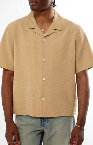 Tan Bloom Oversized Camp Shirt image number 2