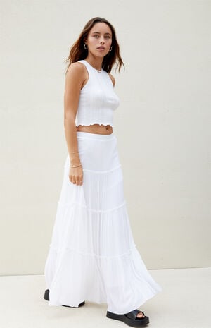 Styling the White Tiered Maxi Skirt