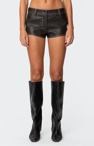 Blaise Faux Leather Micro Shorts image number 2