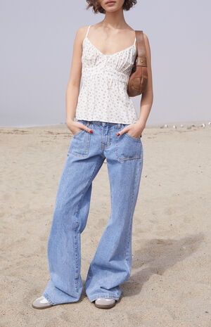 White & Black Floral Tiffany Tank Top image number 4