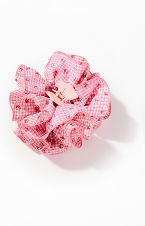 Gingham Floral Ruffle Hair Clip image number 2