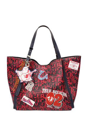 Red Multi Patch Graphic Tote Bag image number 1