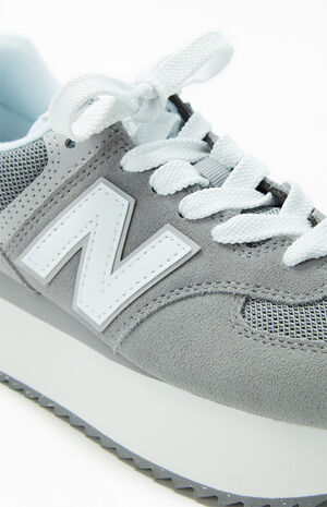 Women's Gray 574 Platform Sneakers image number 6