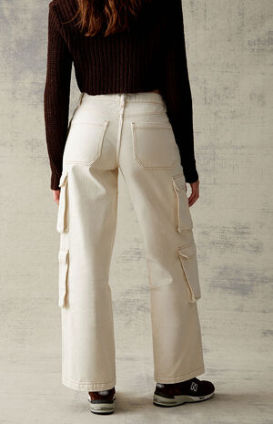 Bone Asymmetrical '90s Baggy Cargo Pants image number 4
