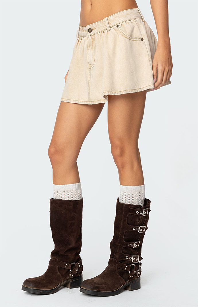 Edikted Peyton Flared Denim Mini Skirt