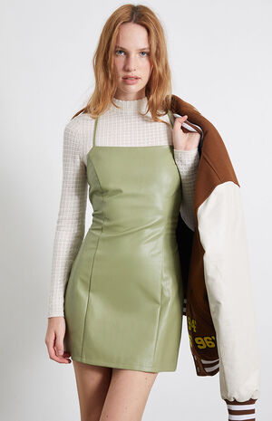 Lace-Up Faux Leather Mini Dress image number 1