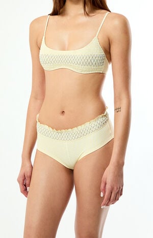 Yellow Gingham Alina Smocked Swim Shorts image number 5