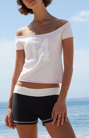 Pink 14 Bonnie Off-The-Shoulder Crop Top image number 1