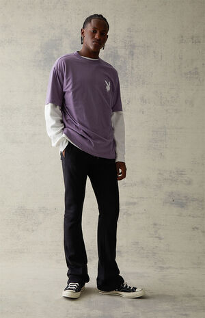 Fleece Black Slim Boot Sweatpants image number 2