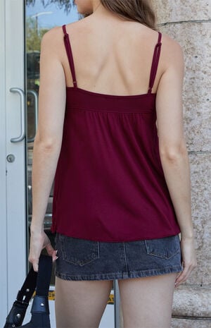 Burgundy V-Neck Tank Top image number 3