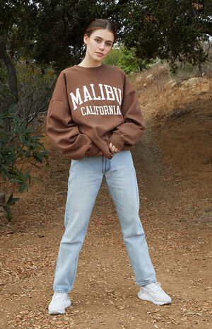 Brown Malibu California Crew Neck Sweatshirt image number 4
