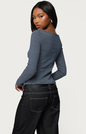 Loria Striped Boat Neck Top image number 3