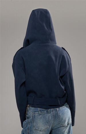 Vanta Navy Cropped Moto Jacket image number 4