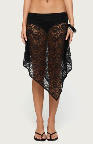 Sheer Lace Handkerchief Mini Skort image number 1