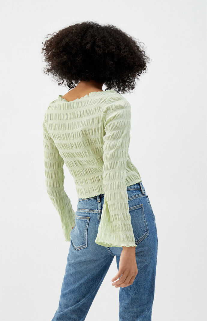 Shirred Long Sleeve Top