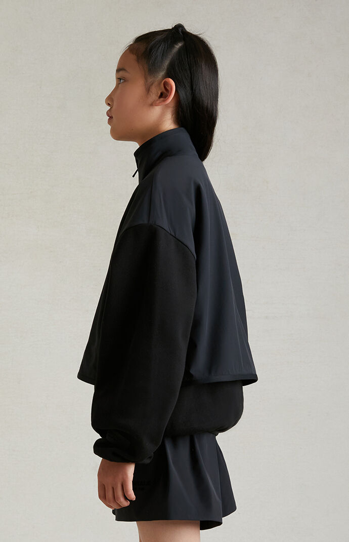 Kids Fear of God Essentials Black Nylon Fleece Mock Neck