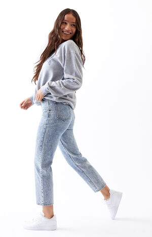 Static Blue High Waisted Straight Leg Jeans image number 5