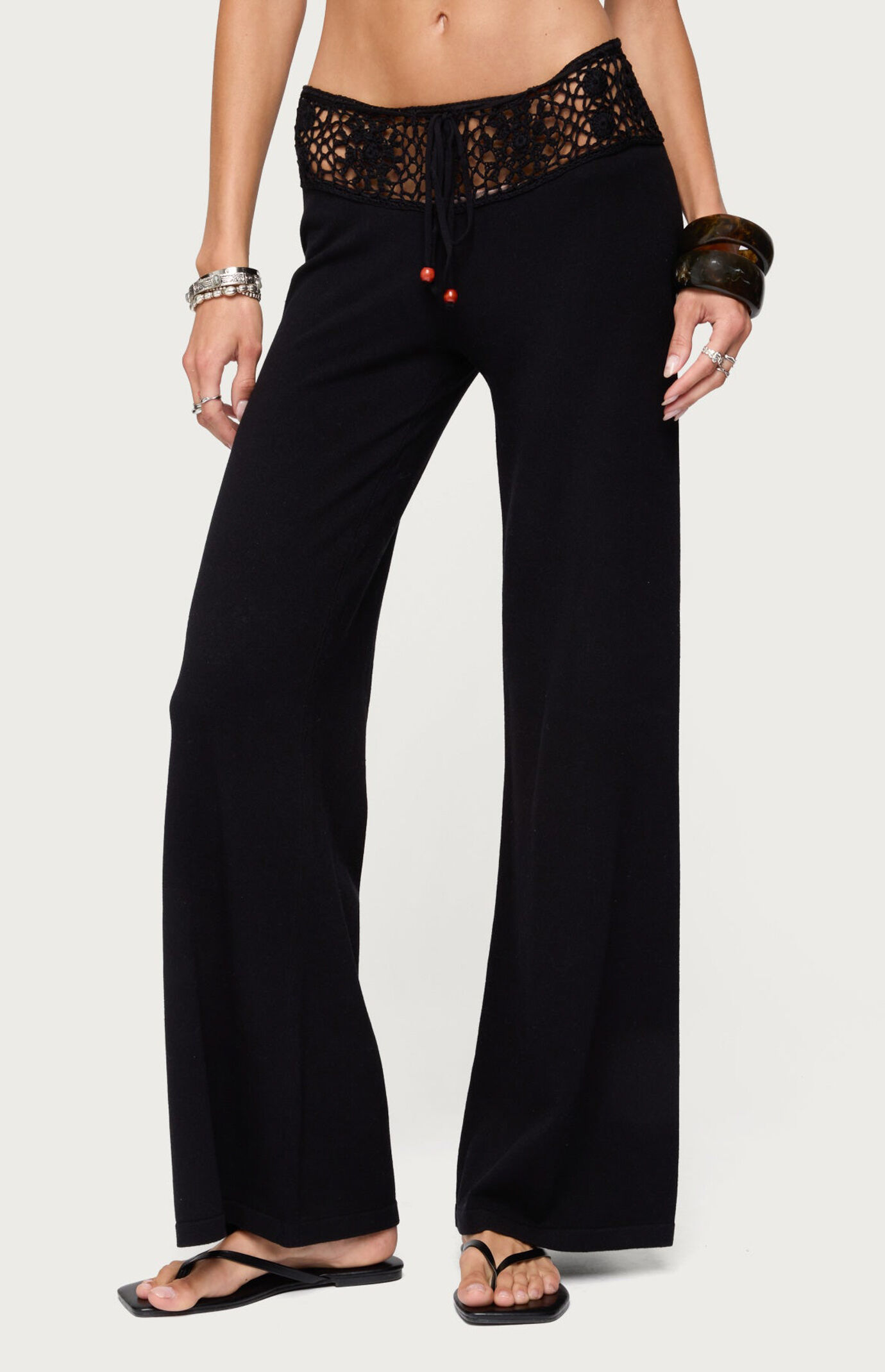 Edikted Kirsty Crochet Waist Knit Pants | PacSun