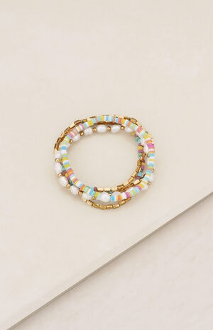 Peal & Rainbow Beaded Bracelet Set image number 2