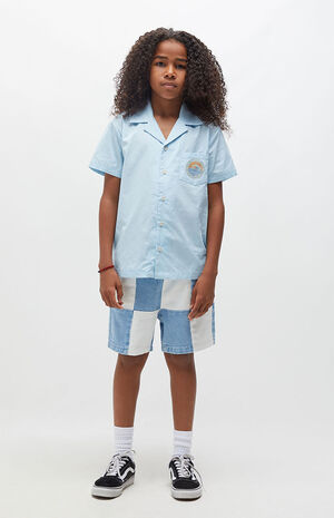 Patchwork Denim Volley Shorts image number 4