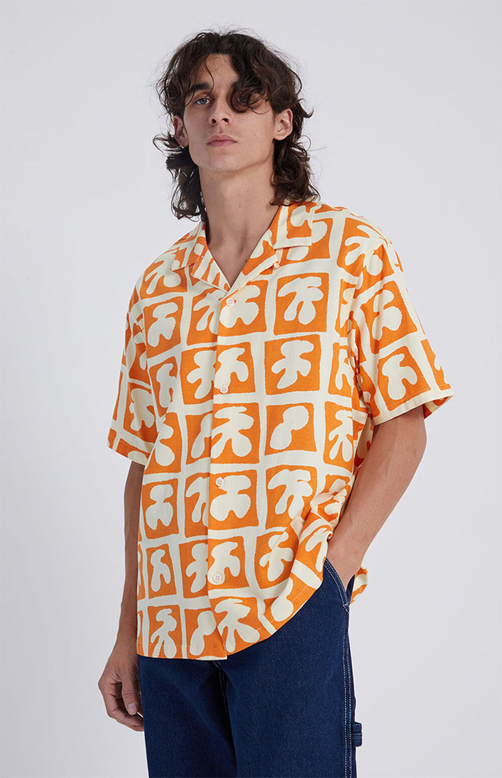 PacSun Orange Beach Resort Button Down Shirt PacSun