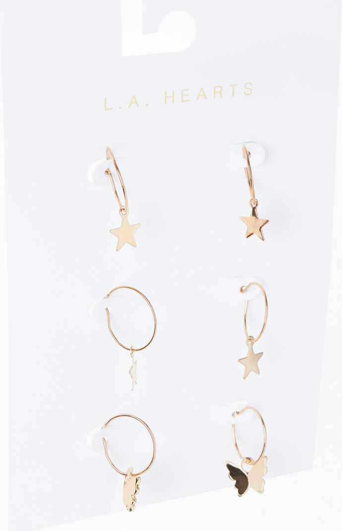 3 Pack Charm Earrings